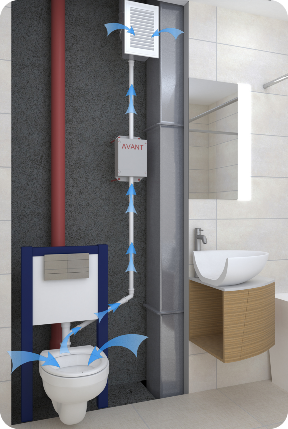 вытяжная система вентиляции для установки на инсталляцию Вентиляция унитаза АВАНТ