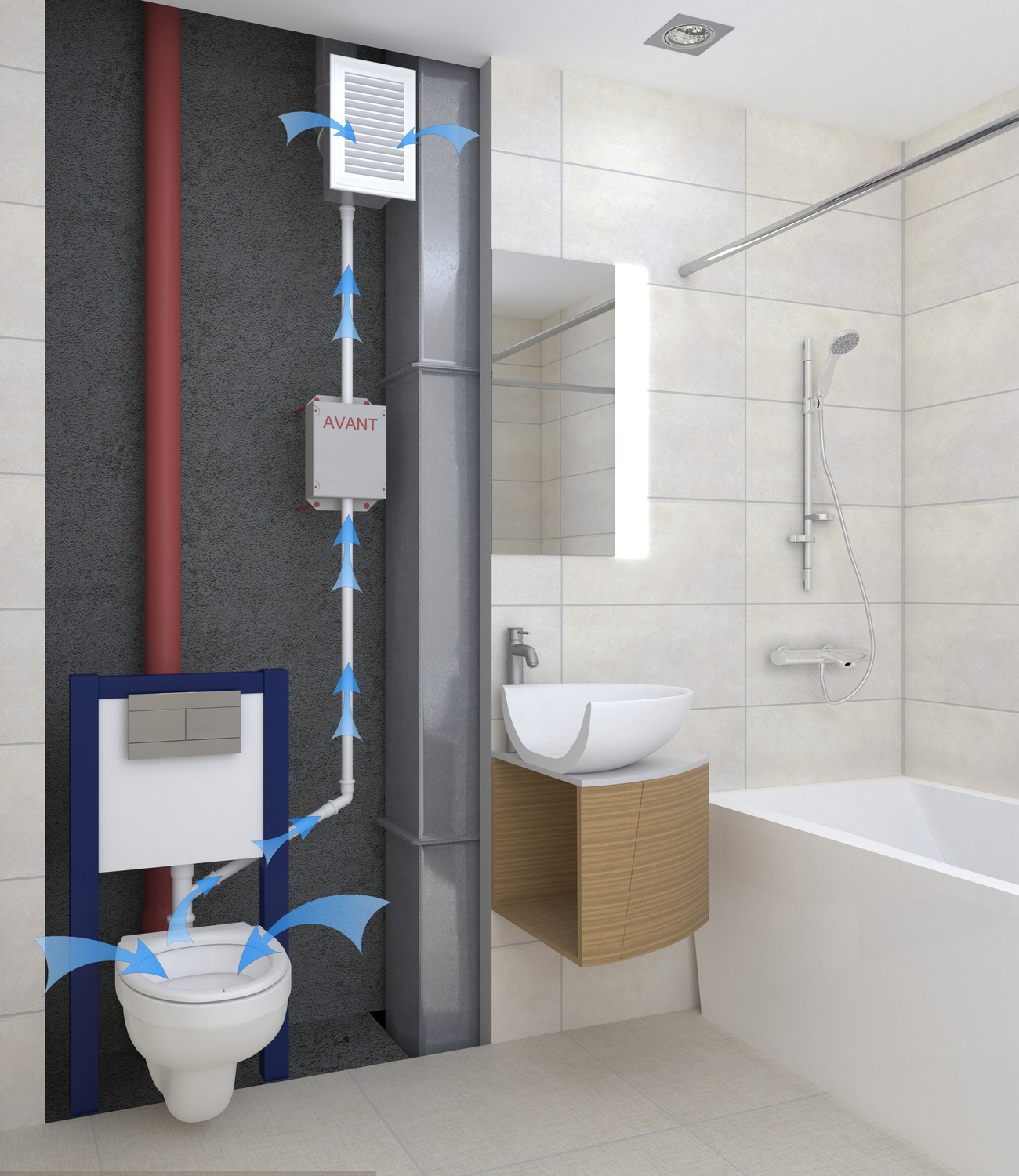 вытяжная система вентиляции для установки на инсталляцию Вентиляция унитаза АВАНТ